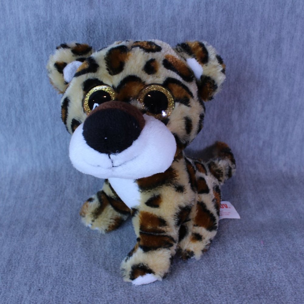 Hug & Luv CHEETAH Plush‎ Spotted Big Glitter Eyes 7" Stuffed Animal Toy